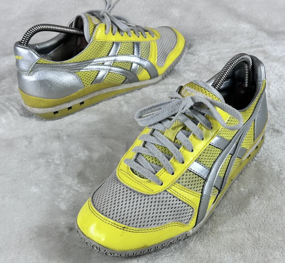 Asics Onitsuka Tiger Ultimate 81 Retro Shoes Silver Yellow Womens Sz 7.5 HN567